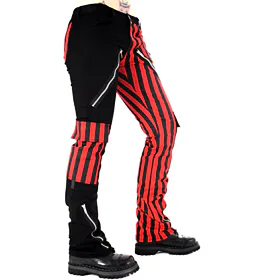 kalhoty gothic BLACK PISTOL Freak Pants Stripe (Black/Red) 26