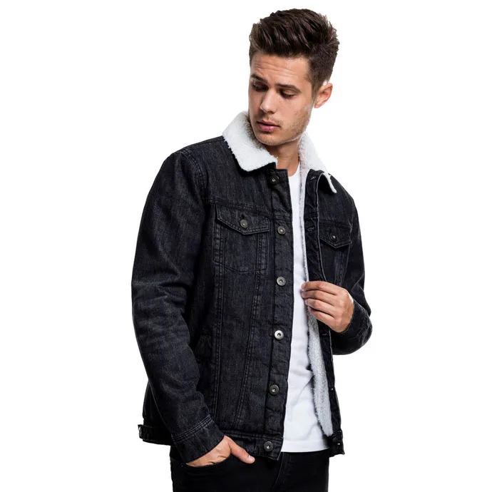 URBAN CLASSICS Sherpa Denim Šedá S